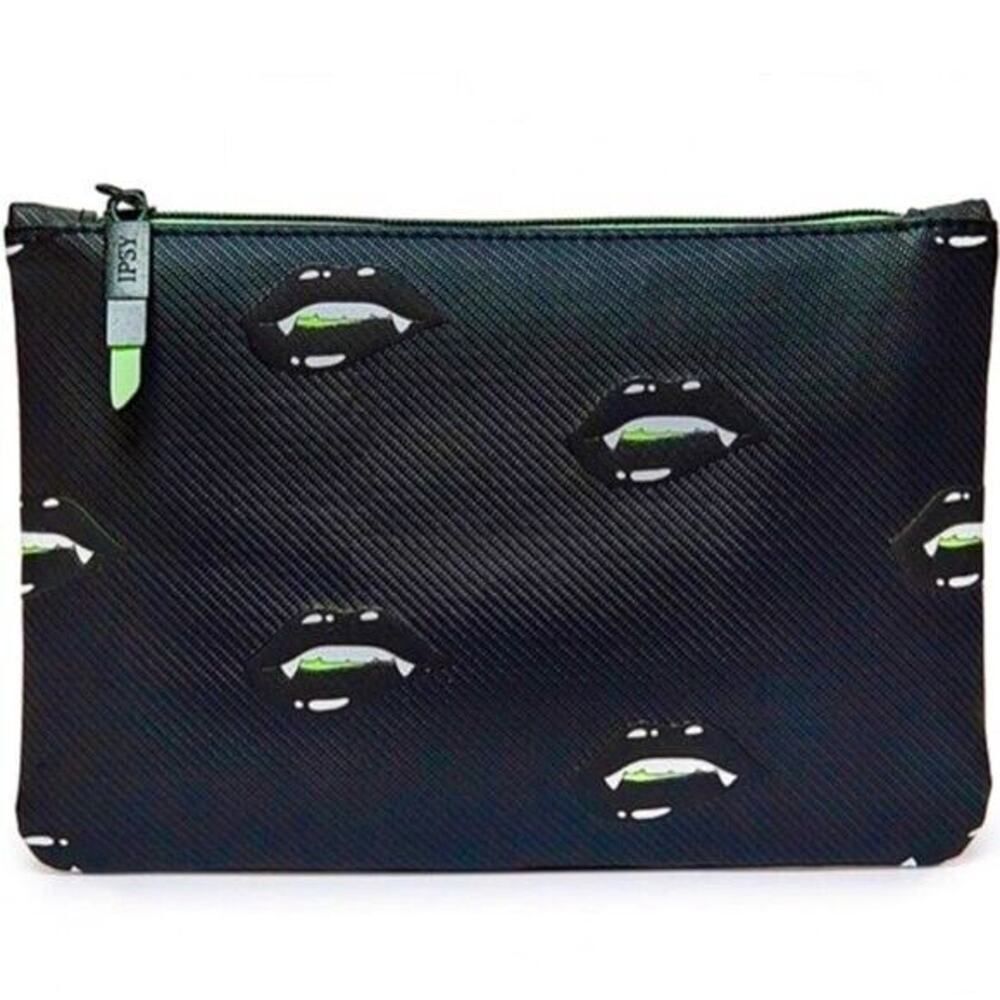 IPSY Halloween Vampire Fangs Lips Makeup Bag Travel Case Clutch Wallet Organizer